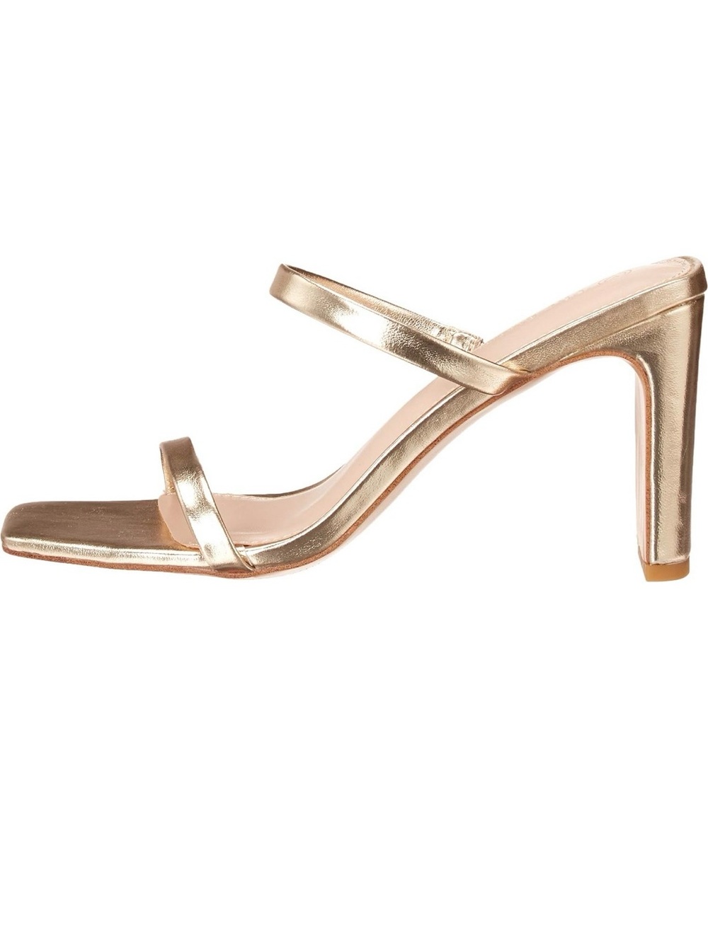 Metallic Gold Two-Strap High Heel Mule for Women